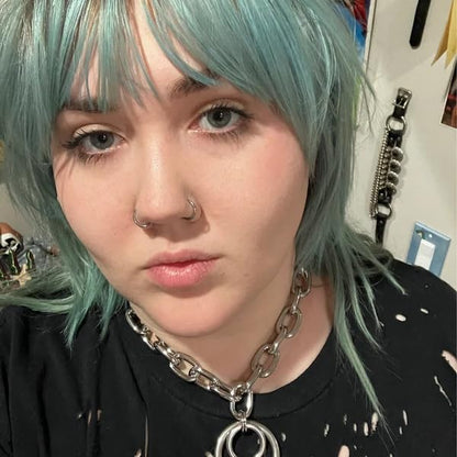 Statement Thick O Ring Chain Choker Stainless Steel Heavy Chunky Chain collar Silver Punk Goth Grunge Alternative Industrial For Women Jewelry - size: 18.7, style: 4MM-1