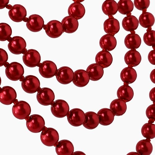 BABEYOND Long Pearl Necklace Faux Pearls Necklace Set Beaded Long Pearls Necklace 1920s Gatsby Costume Jewelry - color: Red