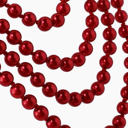 BABEYOND Long Pearl Necklace Faux Pearls Necklace Set Beaded Long Pearls Necklace 1920s Gatsby Costume Jewelry - color: Red