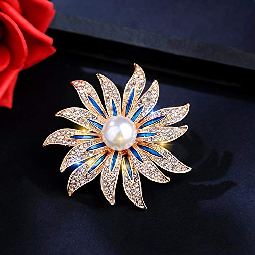 Brooch Pins for Women Girls Fashion Flower Crystal Rhinestone Pearl Jewelry - color: Color 7