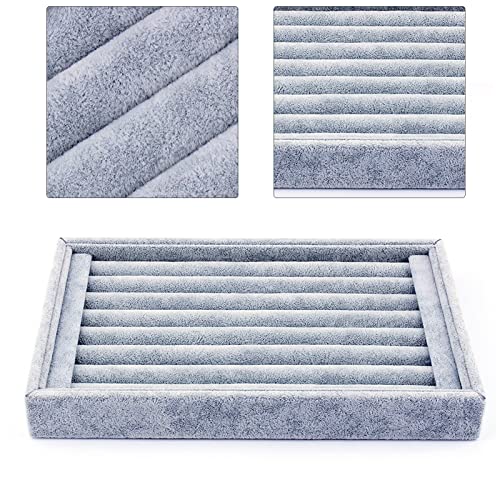 Estink Jewelry Display Tray 9" Velvet Ring Earrings Holder Organizer | Soft lining, 7-slot insert for rings, compact 9x6 inch vanity , ideal for or drawer storage