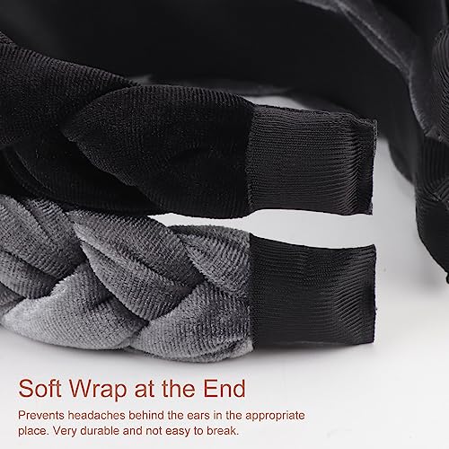 DRESHOW Braided Headbands for Women Velvet Hair Hoop Elastic Criss Cross Hair Bands Accessories - color: 01 Pc Velvet Braided: Black
