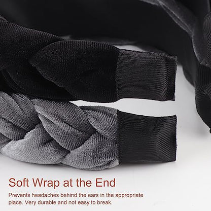 DRESHOW Braided Headbands for Women Velvet Hair Hoop Elastic Criss Cross Hair Bands Accessories - color: 01 Pc Velvet Braided: Black