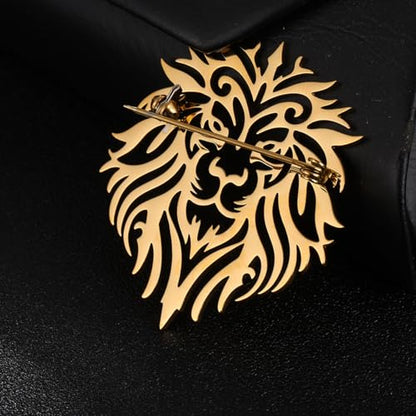 Large-sized Gold Color Phoenix Bird Brooch Wolf and Lion Brooch and Pin - style: Lion King