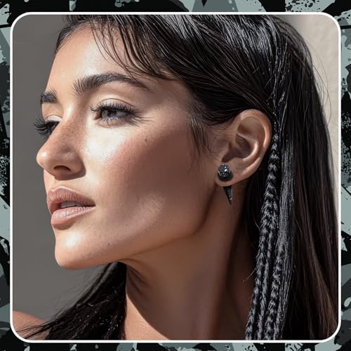JieyueJewelry 50/54 Pcs Ear Stretching Kit 14G-00G | Acrylic Tapers & Plugs with Silicone Tunnels, Ear Gauges Expander Set Body Piercing Jewelry for Women and Men - color: Black & White Splatter