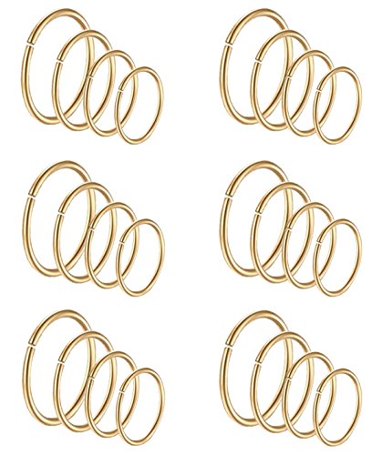 24Pcs 20G 316L Stainless Steel Nose Rings Hoop Tragus Cartilage Helix Piercing Lip Septum Ring 6-12MM Bendable - color: C: 24Pcs Gold