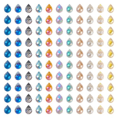 110Pcs Faceted Teardrop Crystal Beads Electroplate Top Drilled Glass Beads Colorful Crystal Teardrop Dangle Charms Chandeliers Pendants for DIY Earring Bracelet Necklace Jewelry Making - color: Mixed Color-A