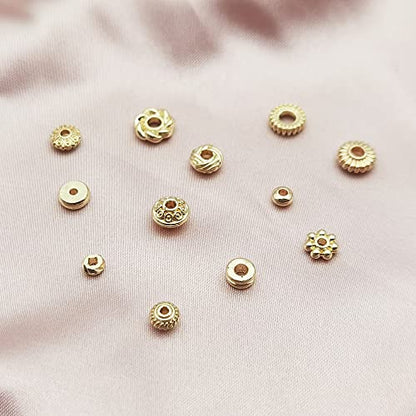 INSPIRELLE 120pcs Spacer Beads Gold Plated Heishi and Rondelle Bead | Long-Lasting for Jewelry Bracelet Necklace Making - color: 120x Heishi Rondelle