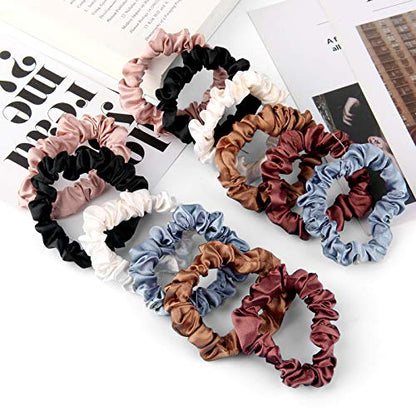 12 Pieces Silk Hair Scrunchies Silk Hair Tie Elastic Ponytail Holders for Women Girls Hair Accessories-002 - color: 002