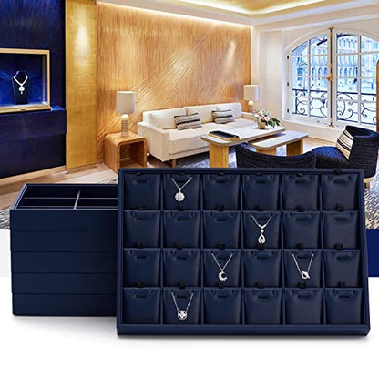 Oirlv Stackable Premium Leather Jewelry Trays 12 Grid Jewelry Drawer Organizer Trays Bracelet Earrings Watches Showcase Display Organizer | 12 Divided Compartments,Stackable Storage,Drawer-Friendly Design,Watch and Bracelet Organization,13.8×9.5Inch - col