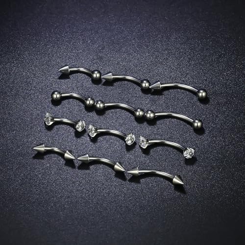 Rook Daith Piercing Jewelry 16G Stainless Surgical Steel Curved Barbell Eyebrow Rings Vertical Labret Lip Piercing Jewelry Rook Daith Earrings for Women Men 6MM 8MM 10MM Hypoallergenic - color: Silver-6MM 8MM 10MM
