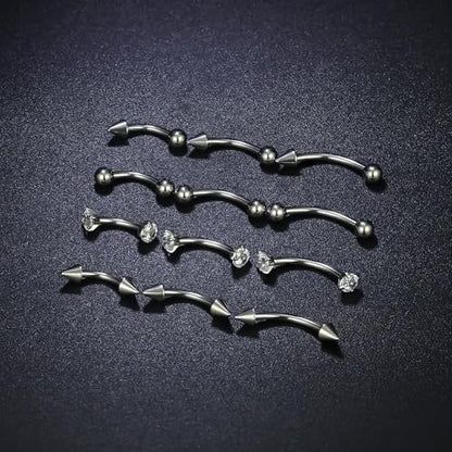 Rook Daith Piercing Jewelry 16G Stainless Surgical Steel Curved Barbell Eyebrow Rings Vertical Labret Lip Piercing Jewelry Rook Daith Earrings for Women Men 6MM 8MM 10MM Hypoallergenic - color: Silver-6MM 8MM 10MM
