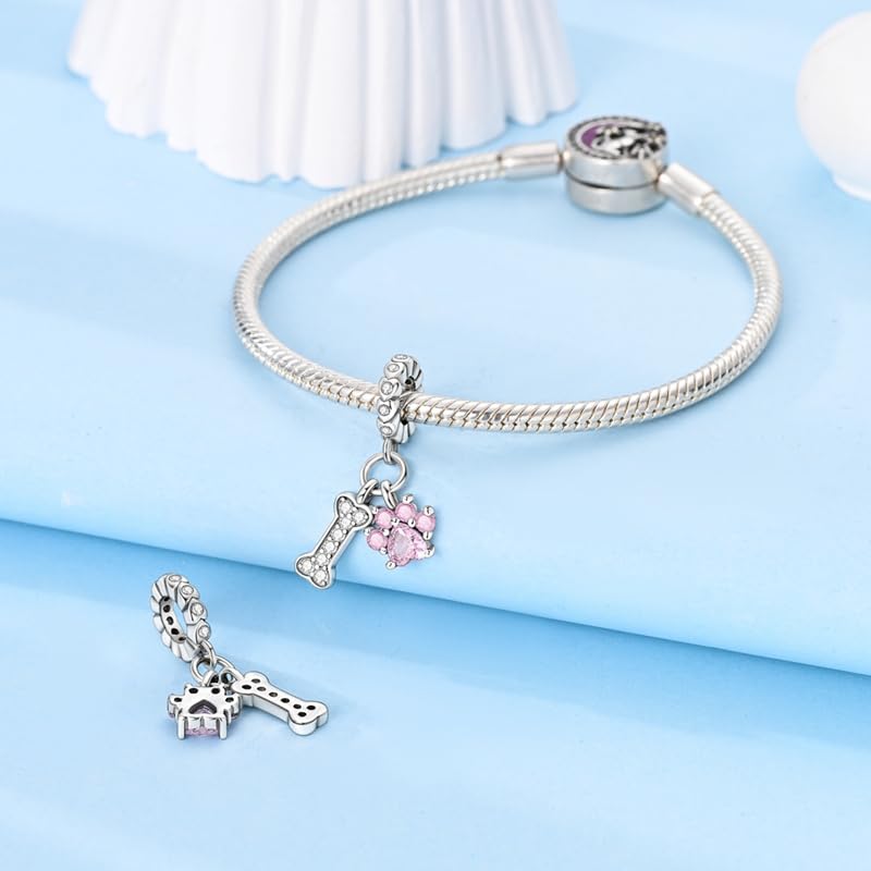 925 Sterling Silver Charms for Bracelets and Necklaces Beads Charms Jewelry Gift for Women - color: Cute Paw Bones