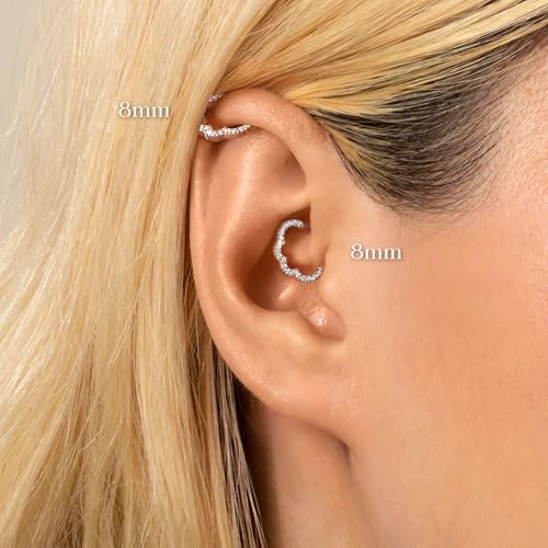 BodyBonita 16G Cloud Hinged Septum Rings - G23 Titanium Nose Rings Hoops Clicker Septum Jewelry CZ Nose Piercings Helix Tragus Rook Daith Earrings for Women Men Silver/14K Gold Plated 8mm - color: Silver-Cloud Shape