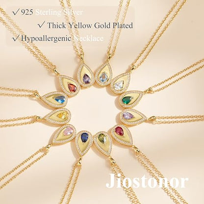Birthstone Pendant Necklaces for Women 925 Sterling Silver Teardrop Pendant Necklace Birthday Jewelry Gift, 18"+2" Inches - color: 09 - Sapphire