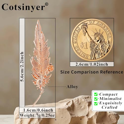 Small Rose Flower Feather Brooch Pin, Lapel Pin Men Women Suit | Classic Simple Metal Jewelry, Collar Shirt Clothes Blazer Coat Jacket Vest Hat Dress, Wedding Boutonniere, Velvet Pouch & Box - color: Pink