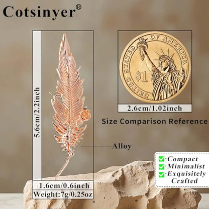 Small Rose Flower Feather Brooch Pin, Lapel Pin Men Women Suit | Classic Simple Metal Jewelry, Collar Shirt Clothes Blazer Coat Jacket Vest Hat Dress, Wedding Boutonniere, Velvet Pouch & Box - color: Pink