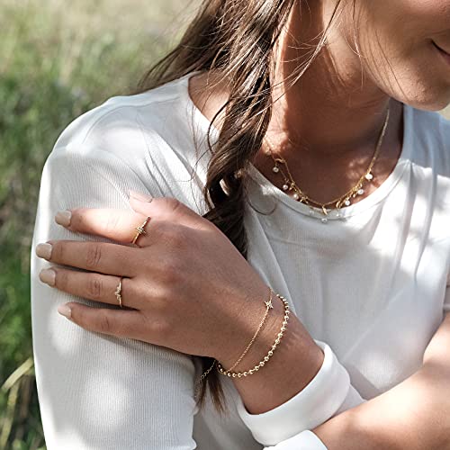 Sterling Silver Delicate Dainty Ring for Stacking Three-Stone Marquise Ring - color: 18K Yellow Gold Plating - Yellow
