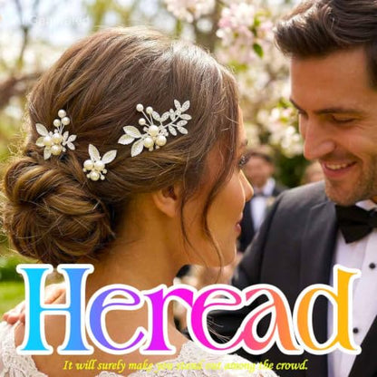 Heread Pearl Wedding Hair Pins Silver Bridal Clip for Women (Pack of 3) | Rhinestone Hair Clips Prom Accessories Accessory for Brides