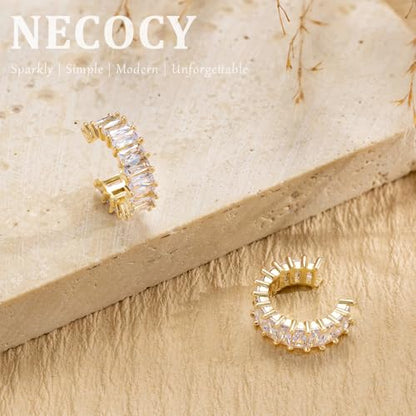Star 14K Gold Plated Ear Cuff Earrings for Women Non Piercing, Dainty Silver Plated Clip on Cartilage Ear Cuff Non Pierced Trendy CZ Northstar Starburst Sparkling Climber Clawer Earring Jewelry - style: Huggie Hoop-1