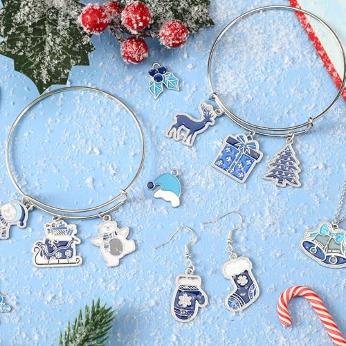 MARFOREVER 40Pcs/20 Pairs Winter Charms Christmas Charms for Jewelry Making | Snowflake Pendants, Snowman Polar Bear Penguin Enamel Charms, Gifts Accessories, Bracelet Necklace Earrings Making - style: Winter