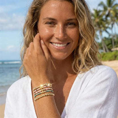Gold Bracelets for Women, Beaded Cross Stack, Non Tarnish Set，Set-1 | Gold Beaded Bracelet Stack with Stretch Fit, Waterproof Finish and Dainty Design for Everyday Wear and Gifts - color: Colors-4