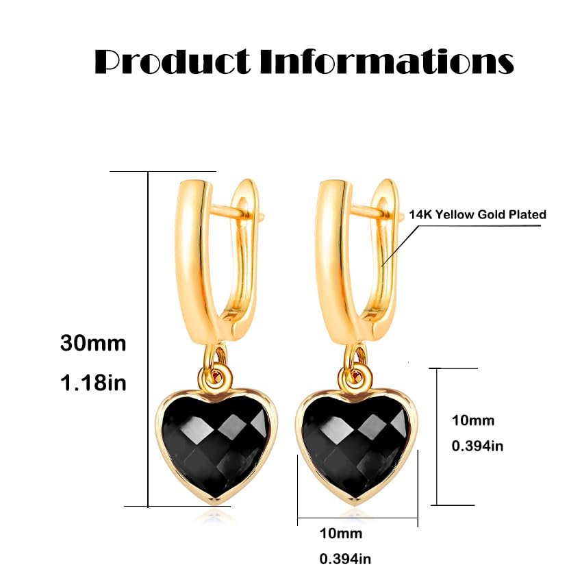 Geometric 14K Gold Crystal Stone Quartz Gemstone Leverback U Hoop Drop Dangle Earrings Jewelry for Women - color: F04