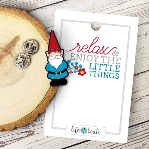 Inspirational Enamel Pin by LifeBeats | Cute Pin for Clothes, Jackets, Hats, Bags, and Lanyards | Hat Pin Comes with a Greeting Card | Lapel Pin with Sturdy Backing - style: Relax Gnome