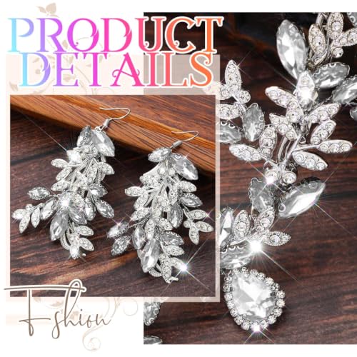 Green Rhinestone Indian Jewelry Set Gold Bridal Wedding Necklace and Earrings Sets Prom Costume Jewelry for Women and Brides - color: Silver