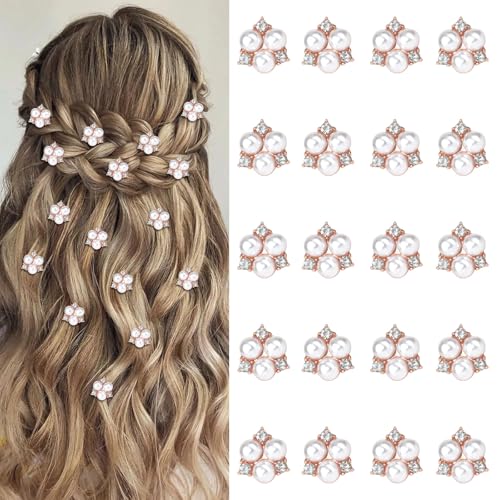 YISSION 20 Pcs Mini Rose Gold Pearl Hair Clips for Girls & Women - Cute & Elegant Wedding Bridal Hair Accessories - color: Rose Gold