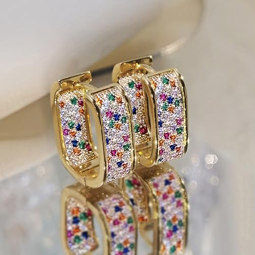 Luxury Paved Cubic Zirconia Hoop Earrings for Women Wedding Trendy Jewelry - color: E5323