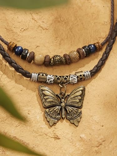 MINACHI Layered Boho Wood Bead Choker Necklace, Hollow Flower Charm, Personality Jewelry for Men and Women - style: Necklace R17-053