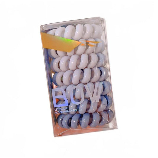 Spiral Hair Ties, 7pcs/set Waterproof Colorful Ponytail Holders For Woman Rainbow Color Telephone Cord Hair Coils For Thick Hair (Gray) - color: Gray