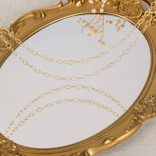 GTVOODX 16.4 Feet Gold Stainless Steel Chains for Jewelry Making | Textured Cable Link Chain Spool for DIY Women Necklace Bracelet Jewelry Making Supplies with Lobster Clasps Jump Rings - color: Gold Textured Chains