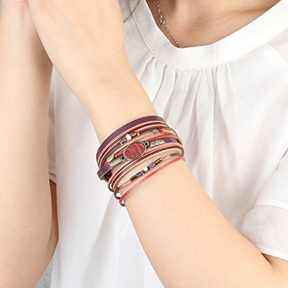 GelConnie Leather Cuff Bracelet Baroque Pearl Wrap Bracelet Gorgeous Gold Tube Bangle Boho Bracelet Bohemian Wristband Jewelry Gift for Women Wife - color: Boho Wristband Bangle