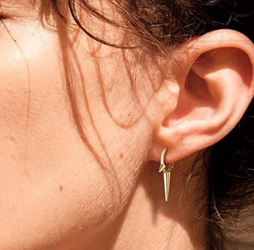 LOYATA Gold Huggie Hoop Earrings 14K Gold Plated Dainty Small Simple Hypoallergenic Jewelry Gift for Women - style: Triple Spike