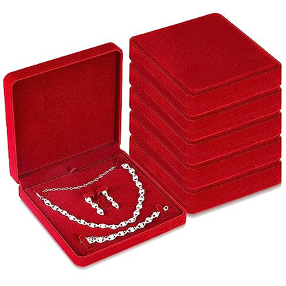 6 Pcs Velvet Jewelry Set Box Jewelry Display Case Earring Ring Bracelet Necklace Gift Box Pearl Necklace Storage Case for Mother's Day Wedding Travel Anniversary(Wine Red) - color: Wine Red