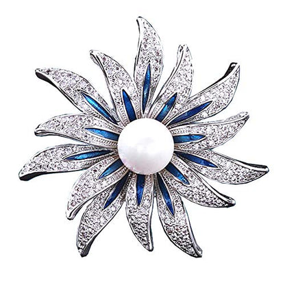 Brooch Pins for Women Girls Fashion Flower Crystal Rhinestone Pearl Jewelry - color: Color 6