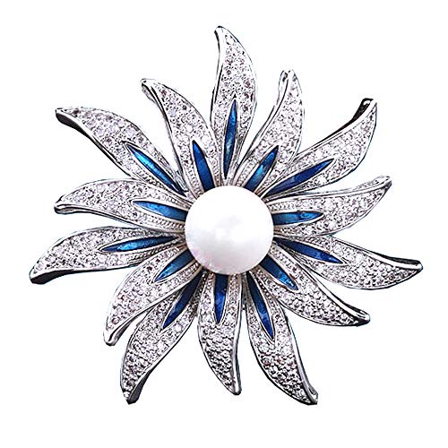 Brooch Pins for Women Girls Fashion Flower Crystal Rhinestone Pearl Jewelry - color: Color 6
