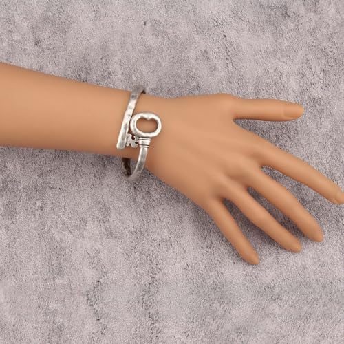 Gold Cuff Bracelet for Women Chunky Bracelet Statement Bracelet | Chunky Bangle Bracelets for Women Silver Beaded Open Bangle Stackable Stretch Bead Bracelet Boho Jewelry Gift for Wife Couple - style: Cuff Statement Bracelets Set