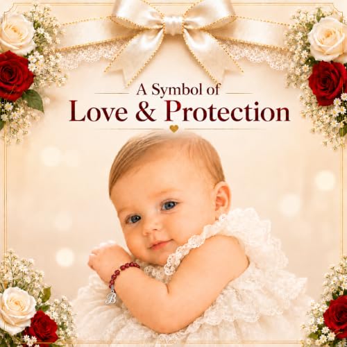 Baby Crystals Personalized Red Bracelet for Protection –Baby Jewelry for Girls | 14K Gold-Plated or Sterling Silver Initial Charm Bracelet | Baptism, Birthday Gifts - style: Sterling Silver Initial