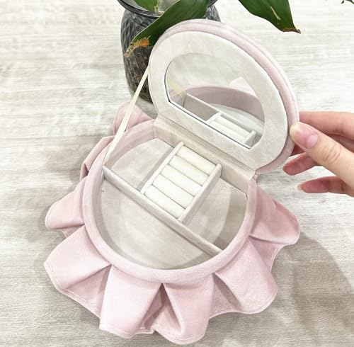 Openable Sofa Jewelry Box, Earrings Necklace Storage,Round Bed | Miniature Sofa Velvet Chair, Gift for Girls and Women - color: Round Bed