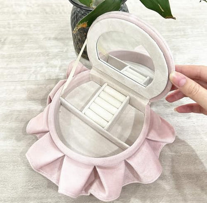 Openable Sofa Jewelry Box, Earrings Necklace Storage,Round Bed | Miniature Sofa Velvet Chair, Gift for Girls and Women - color: Round Bed