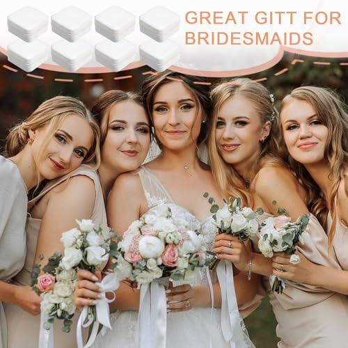 Kifmurase 8PCS Travel Jewelry Case, Small Portable Bridesmaid Jewelry Gift Box, PU Leather Jewelrys Case Organizer Storage for Rings Earrings Necklaces, Women Girls Bridesmaid Proposal Gifts(Beige)