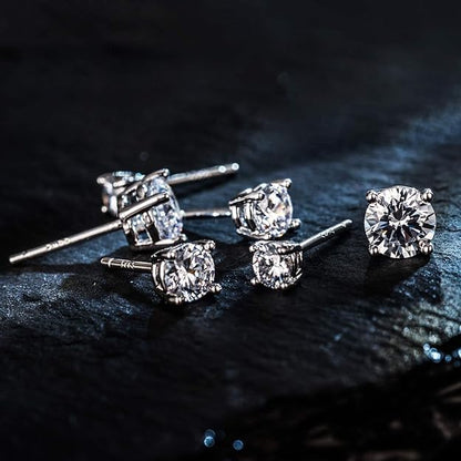 925 Sterling Silver Earrings, Cubic Zirconia Stud Earrings, Diamond Stud Earrings for Women - color: Sterling Silver Screw Back Earrings - 4mm 5mm 6mm