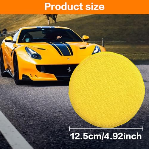 FONAROLL Microfiber Wax Applicator Pads, Car Wax Applicator, Buffing & Detail Polishing Foam Pads for Car Cleaning and Fine Polishing (5" Diameter, 6 Pack) - Yellow - color: Yellow