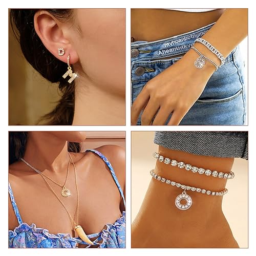 Craftdady Letter Charms Capital Pendants Mixed A-Z Initial Letter Number Charms DIY Bracelet Necklace Pendants for Jewelry Making, Gold, Antique Silver, Platinum - color: Golden/Platinum + Crystal