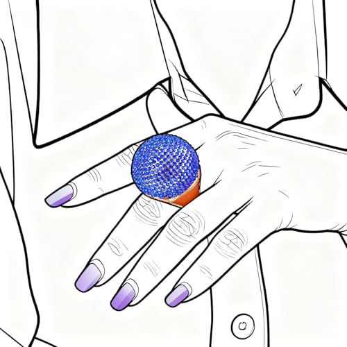 Gold Snowball Rhinestone Cocktail Ring – Adjustable Stretch Sparkling Party Jewelry for Women, Elegant Costume Ring for Evening Wear, Wedding, Prom - color: blue