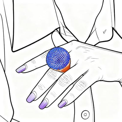 Gold Snowball Rhinestone Cocktail Ring – Adjustable Stretch Sparkling Party Jewelry for Women, Elegant Costume Ring for Evening Wear, Wedding, Prom - color: blue