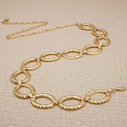 Women's Chain Belt Metal Waist Belt Chunky Belly Link Belt - color: Circle Gold, size: XL: 59 in